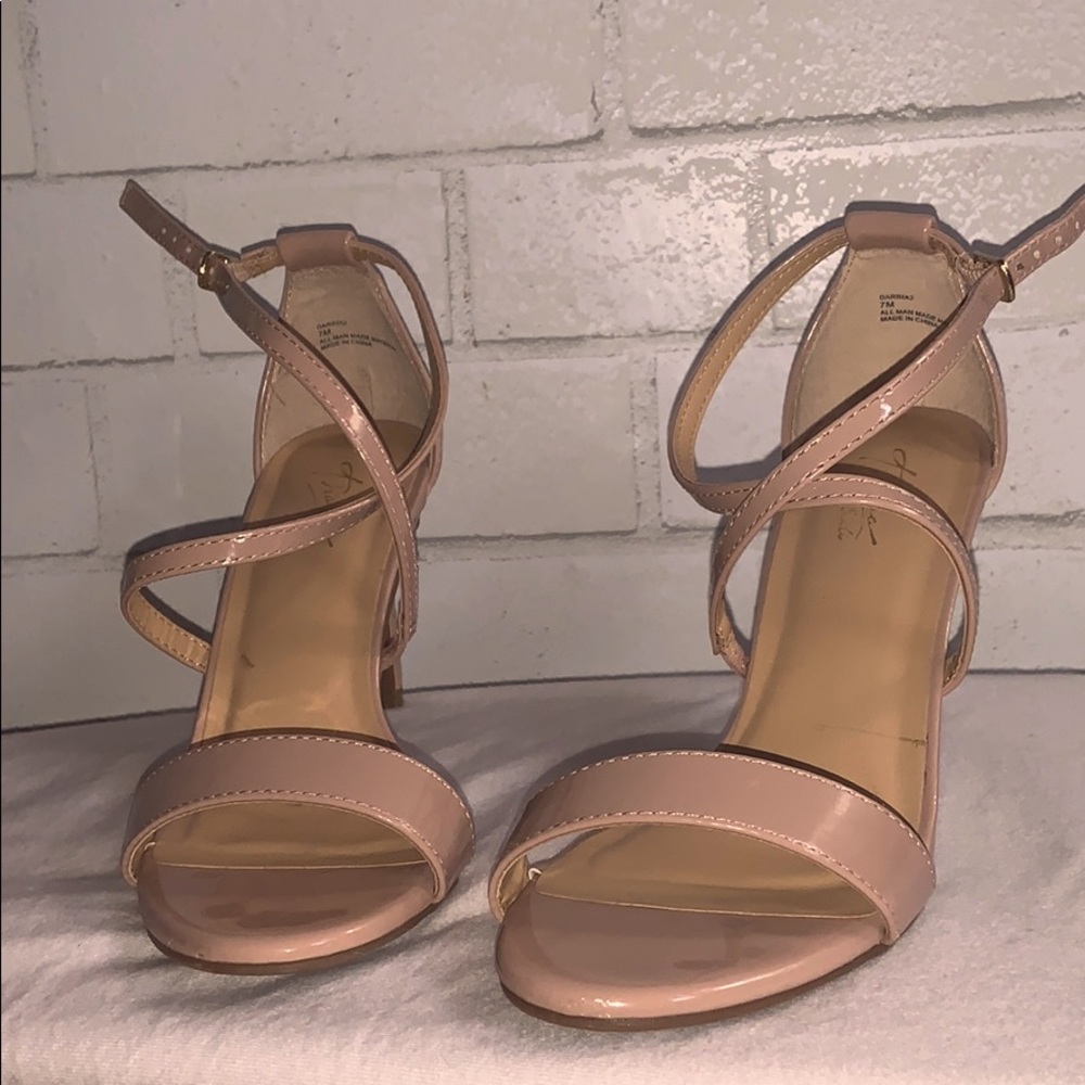 Pink Nude two strap heels .